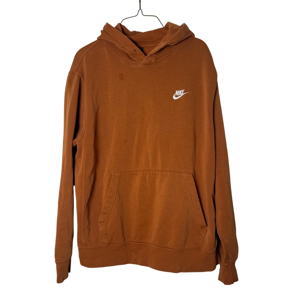 Nike Sportswear Mens‎ Hoodie LARGE Burnt Orange Pullover Distressed thrashed